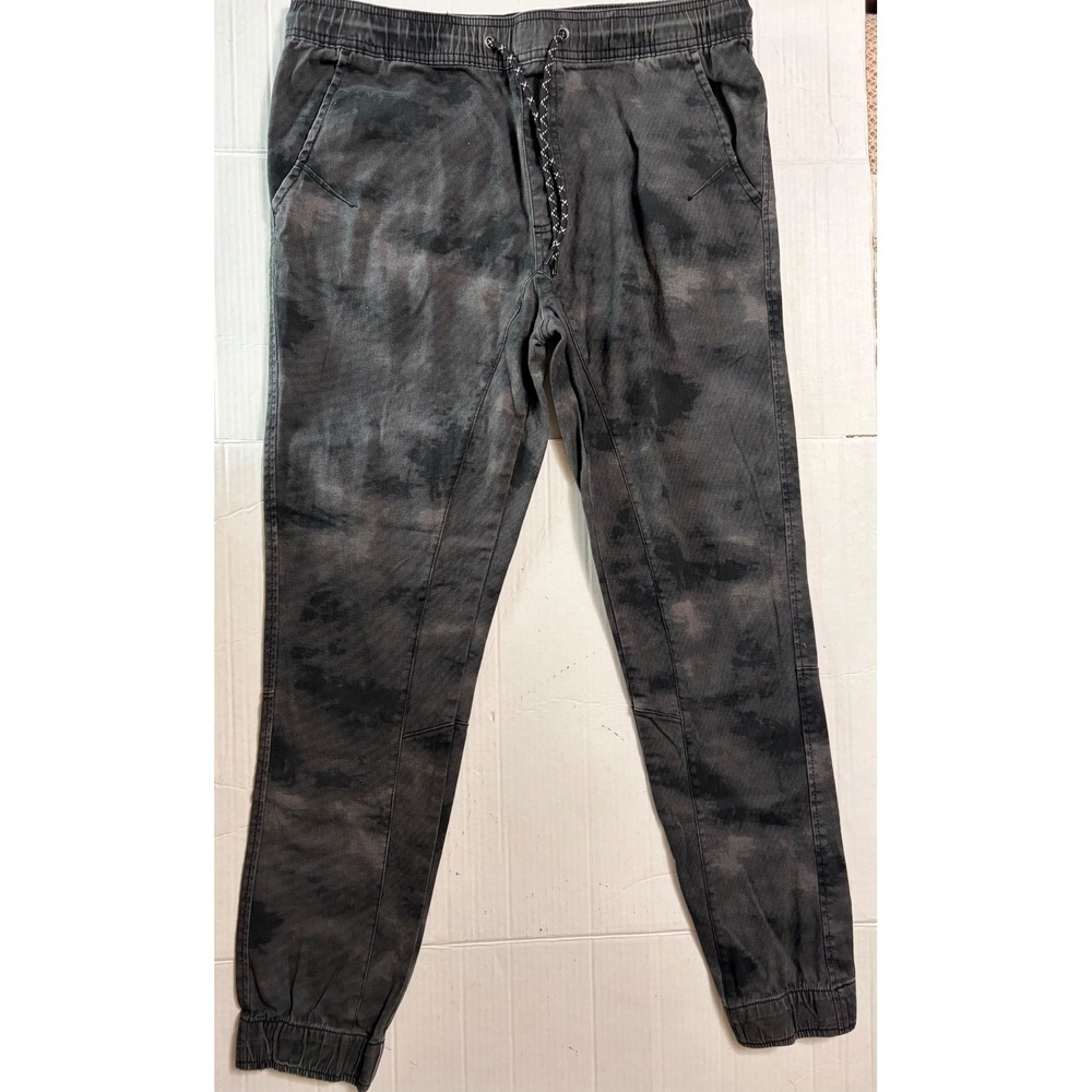 Burnside Mens Jogger Pants Gray Acid Wash Tie Dye Drawstring Elastic Waist L